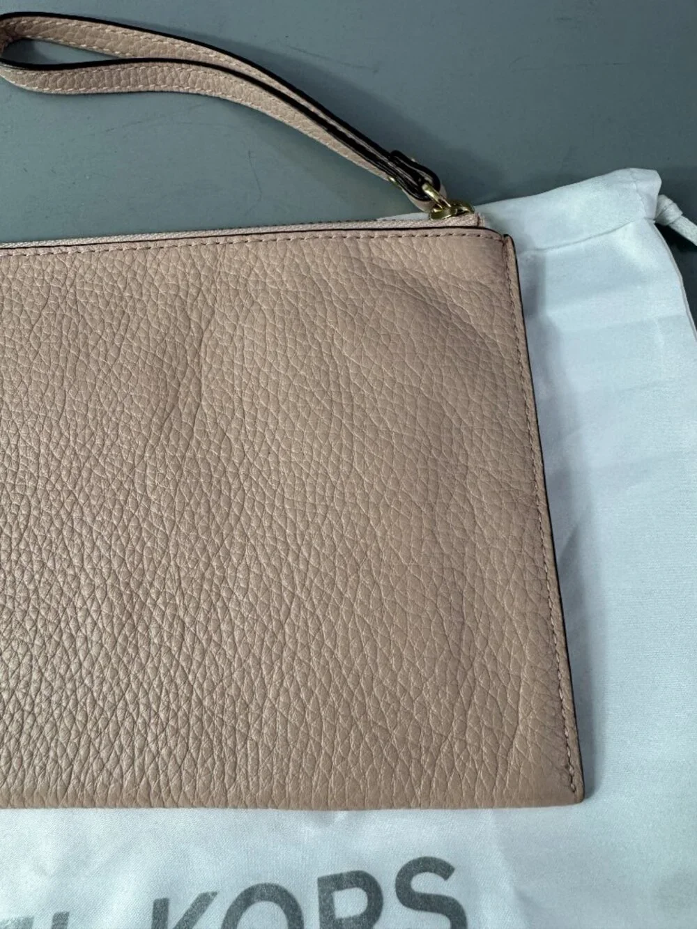 Michael Michael Kors Blush Pink Nude Beige Large Zip Clutch Wallet Wristlet